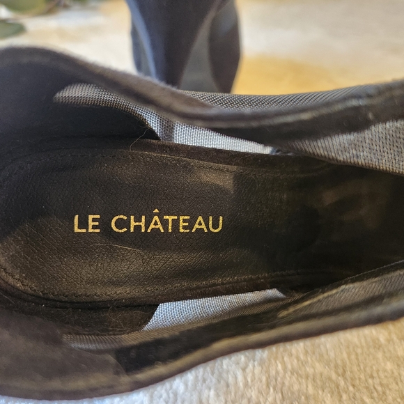 Le Chateau Gothic Sexy Black Mesh Suede Platform Pumps Heels - Picture 5 of 5